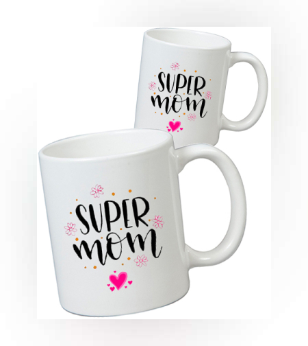 הדפסה על זוג ספלים לבנים