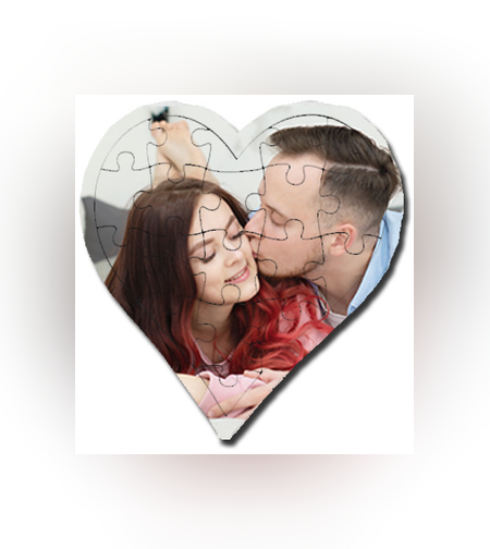 הדפסה על פאזל עץ לב