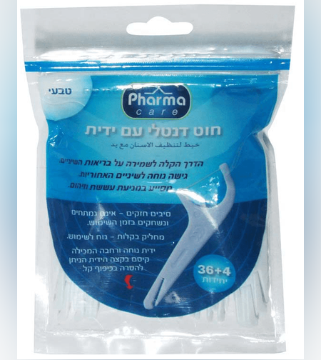 חוט דנטלי עם ידית Pharma בטעם טבעי