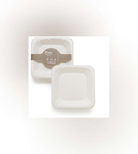 צלחות מרובעות קטנות מתכלות מקנה סוכר 20 יח' - Pure