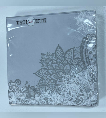 מפיות מעוצבות - דגם אפור מעוטר