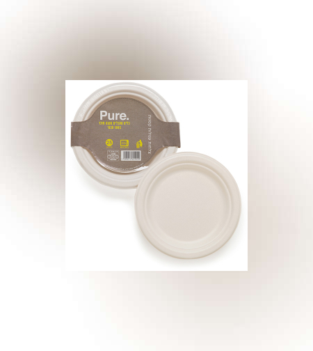 צלחות עגולות קטנות מתכלות מקנה סוכר 25 יח' - Pure