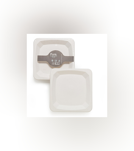 צלחות מרובעות גדולות מתכלות מקנה סוכר 20 יח' - Pure