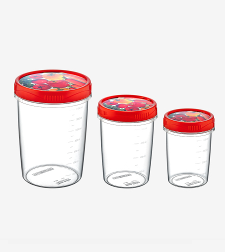 סט 3 צנצנות הברגה הרמטי גבוה