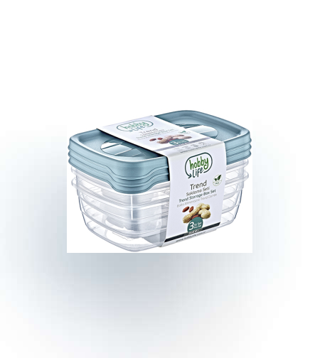 סט 3 קופסאות מלבני 0.6 ליטר