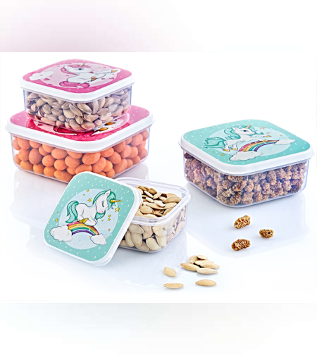 סט 4 קופסאות עם איור