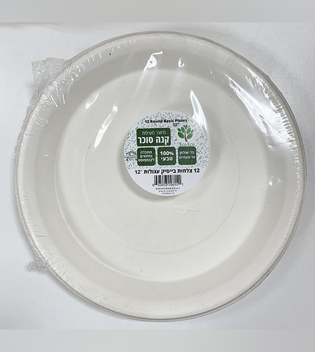 צלחות בייסיק ענקיות מקנה סוכר 12 יח' - Eco Eco