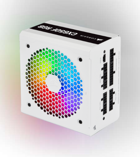 ספק כח לבן CORSAIR CX Series RGB White 650 Watt 80 Plus BRONZE