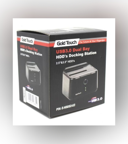 קופסא לדיסק חיצוני 2.5 Gold Touch USB3.0 Dual Bay