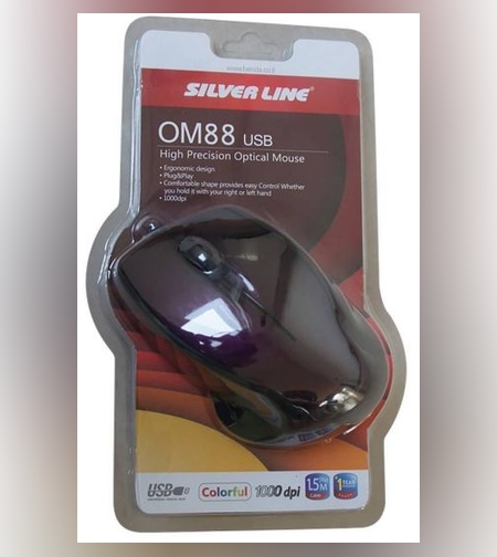 עכבר חוטי Silver Line OM88 USB בצבע סגול 
