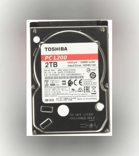 דיסק פנימי לנייד Toshiba 2TB 2.5 sata III 5400rpm 128MB Cache 7mm