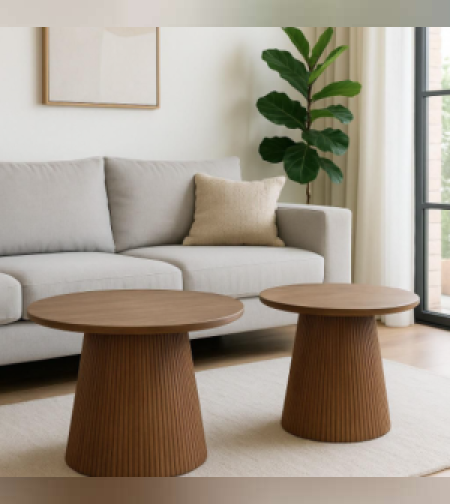 סט שולחנות סלון עץ מנגו טבעי