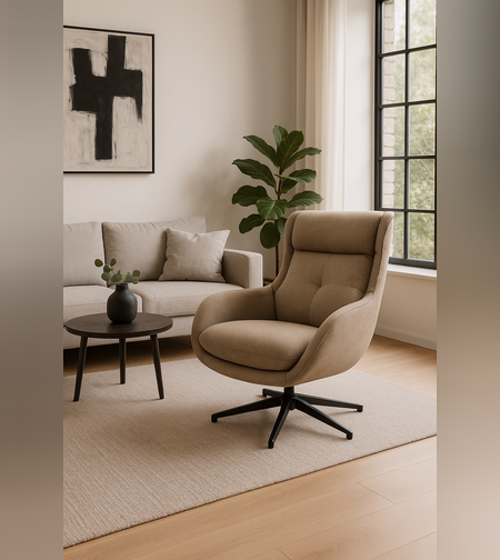 כורסת ניקן | כורסת בד מסתובבת בעיצוב אלגנטי