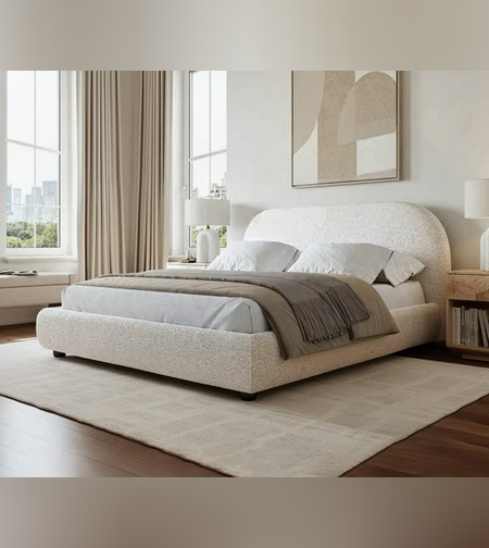 מיטה מרופדת מעוצבת דגם ZAYSHINE בגוון שמנת