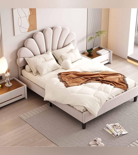 מיטה וחצי דגם פרח צבע בג'