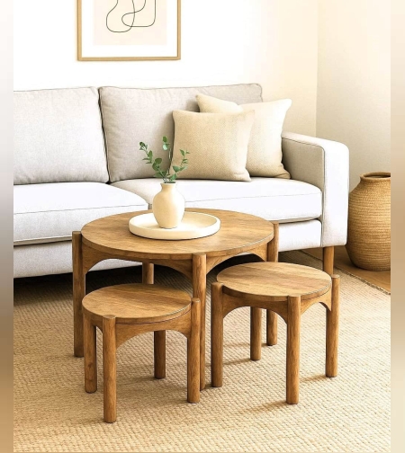 סט 3 שולחנות עץ מנגו מלא