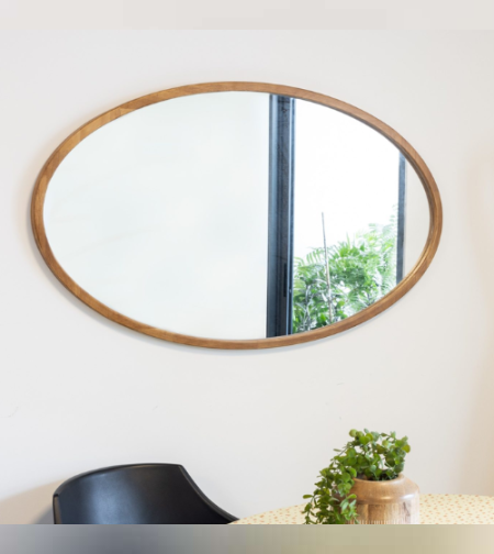 מראה אובלית במסגרת עץ אלון 120/60