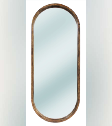 מראה קפסולה עם מסגרת עץ