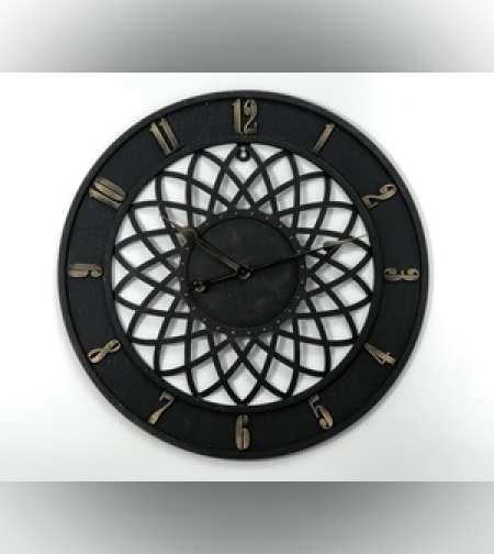 שעון קיר שחור. מתכת קוטר 67