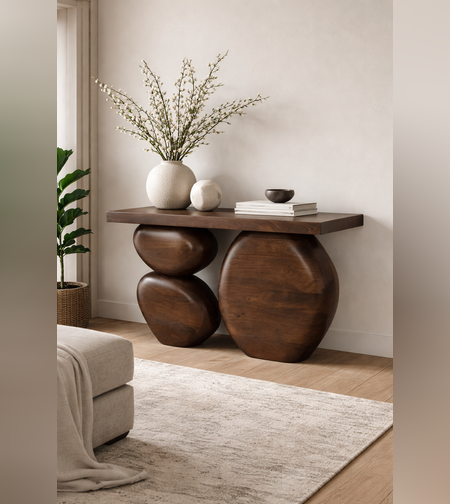 קונסולה אלפנט – קונסולת עץ בעיצוב פיסולי יוקרתי