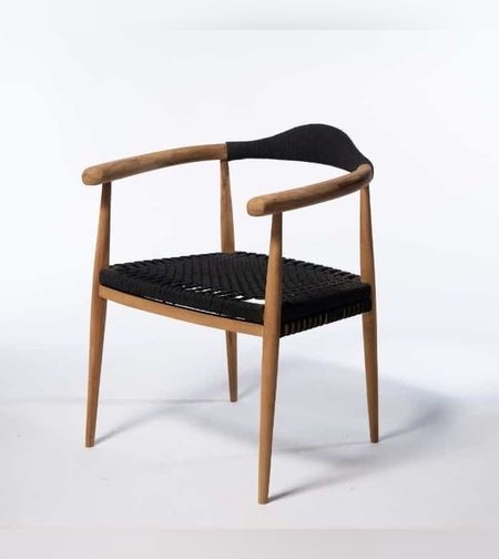 Paros כסא עם אריגה סינטטית שחורה