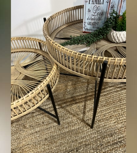 סט שולחנות סלון במבוק