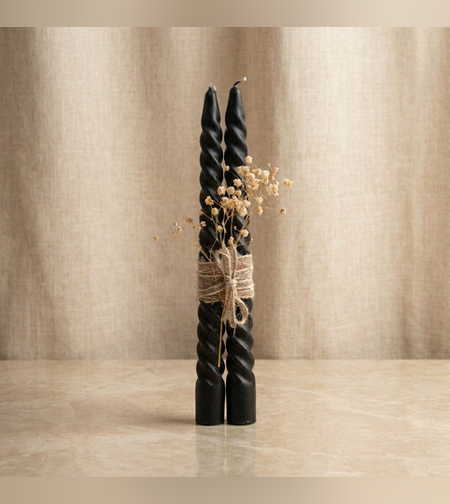 זוג נרות שולחן מסולסלים שחור 25 ס