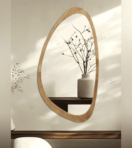 מראה אמורפית משולשת מסגרת עץ