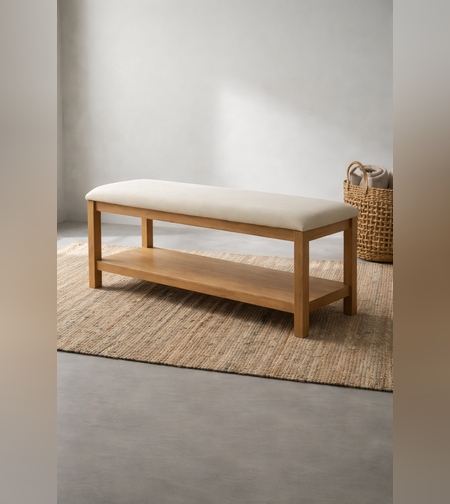 ספסל עץ וינה עם ריפוד טבעי