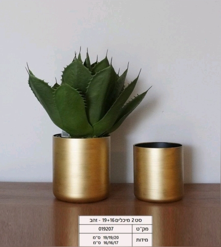 סט 2 מיכלי זהב