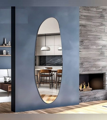 מראה טיפה גדולה עם מסגרת מתכת שחורה