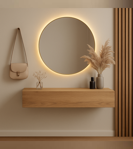 קונסולה מרחפת עץ אלון לפי מידות עבודת יד