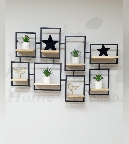 נישת 8 מדפים עץ ומתכת 120/17/80