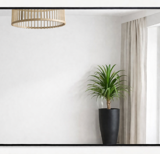 מראה מלבנית מעוצבת במסגרת שחורה – מראה מודרנית לקיר