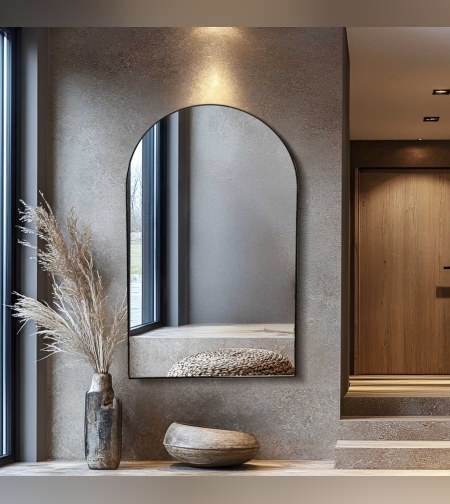 מראה חצי מעוגלת שחורה