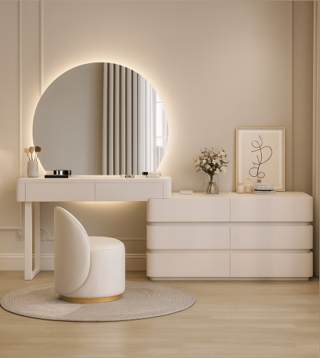 שידת איפור מודרנית בלבן – דגם לני חדשה(הזמנה קודמת)