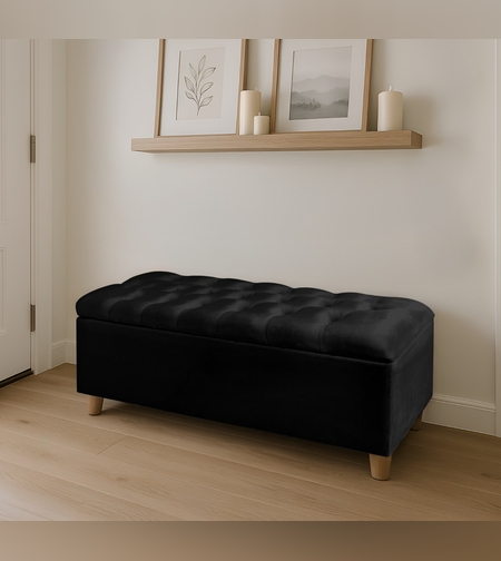 הדום אחסון בצבע שחור מרופד בעיצוב קלאסי-מודרני