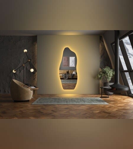 מראה מרחפת אמורפית בסיס שטוח עם לד-גודל 140/70