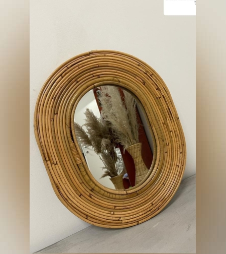 מראת ראטן אובלית 60/50