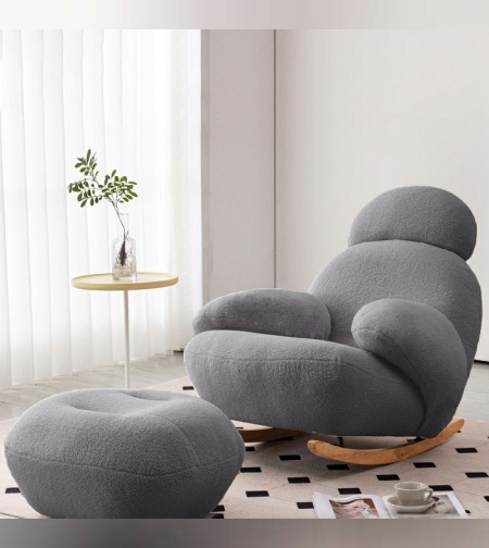 כורסא מבד בוקלה צבע אפור - דגם שרית