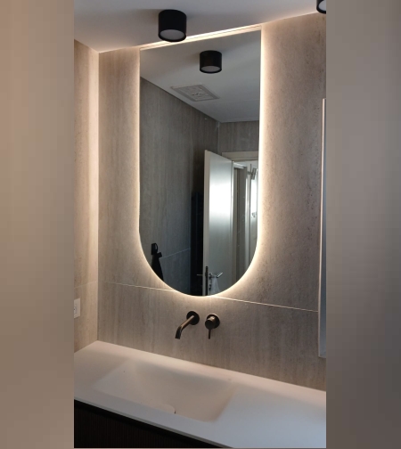 מראה אליפסה עם לד 100/70