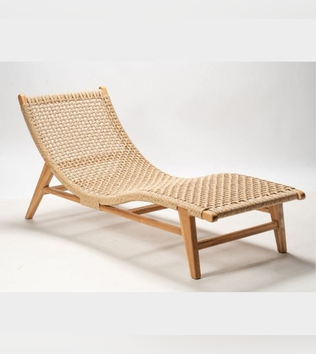 Sloka מיטת שיזוף מעץ טיק וראטן סינטטי