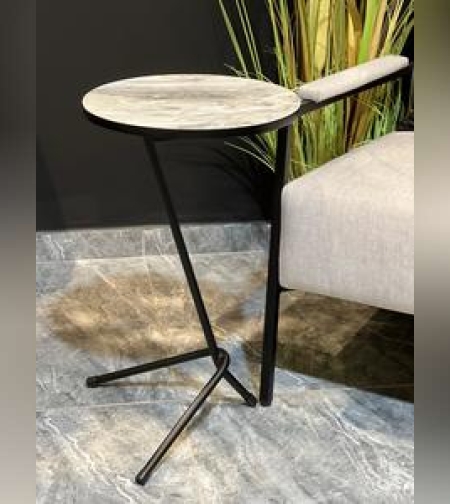 נשכן עגול גוון אלון אפור + רגלי מתכת 35/61 ס