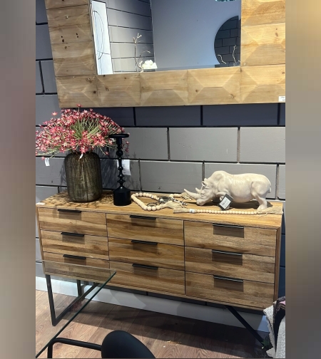 קונסולה 9 מגירות אלון טבעי דגם פורצלן