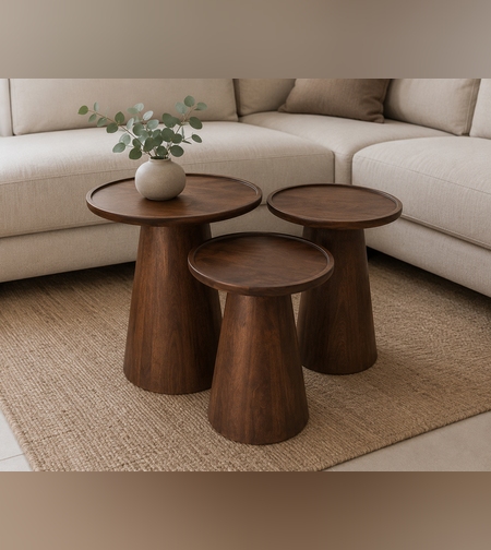 סט (3) שולחנות | צד ג'ורג | Walnut עץ מנגו