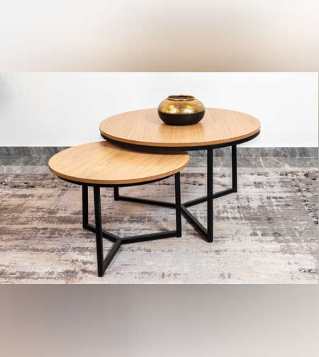 סט שולחנות בצבע אלון