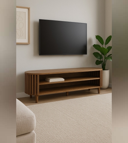 מזנון מעוצב לסלון, עשוי עץ מנגו מלא (דגם רפאל)