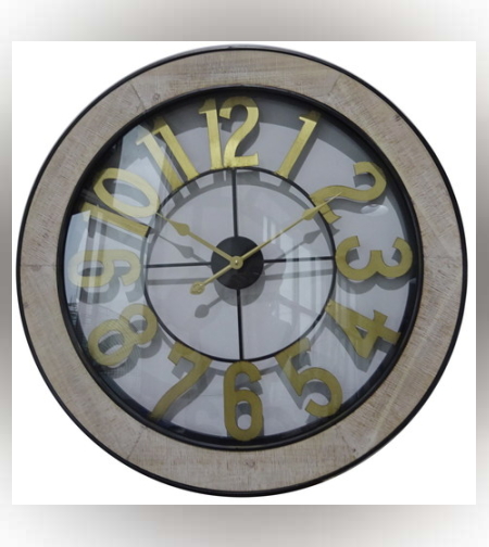 שעון עץ וזכוכית ומתכת