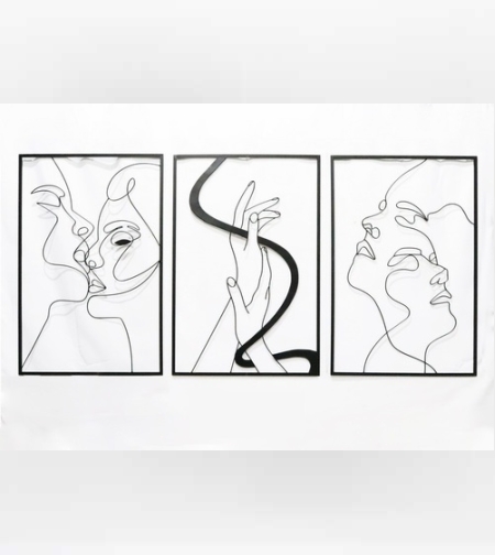 סט 3 תמונות מתכת בחיתוך לייזר דגם “הרמוניה”. מידות: 60/1/90 ס