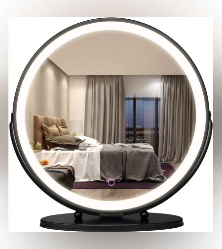 מראה עם תאורה לשידת איפור